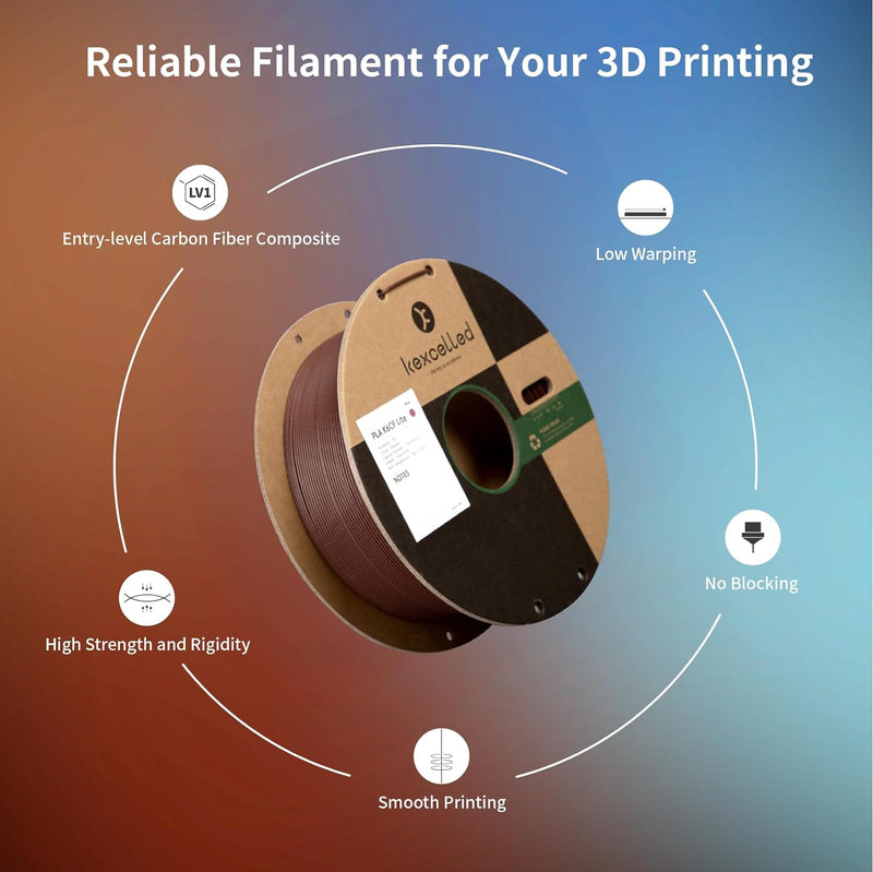 PLA Kohlefaser Filament 1,75mm, kexcelled Modifiziertes PLA Carbon Fiber Filament 3D Drucker Filamen