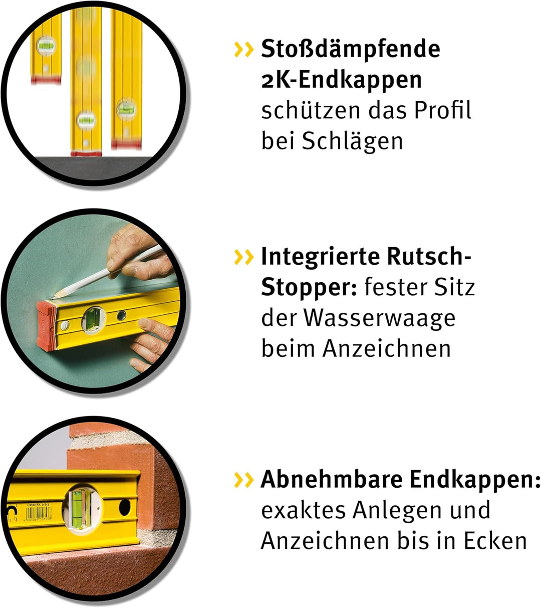 STABILA Magnet-Wasserwaage Type 96-2 M, 81 cm, extrasteifes Alu-Profil, extrastarke Seltenerd-Magnet