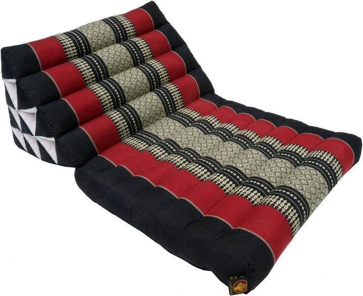 GURU SHOP Thaikissen, Dreieckskissen, Kapok, Tagesbett mit 1 Auflage - Schwarz/rot, 30x50x75 cm, Sch