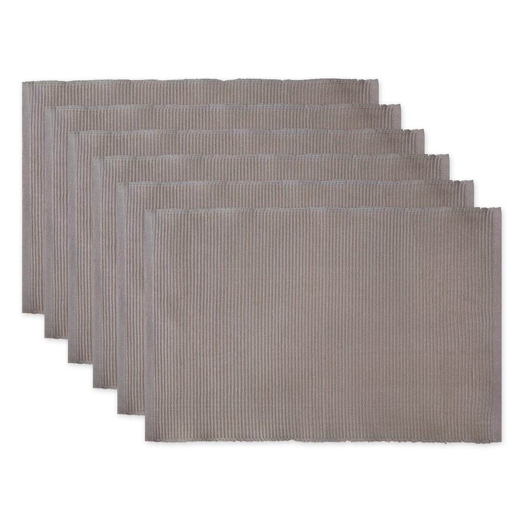 DII Basic Everyday Tischset, gerippt, 100% Baumwolle, 33 x 48 cm, Grau, 6-teilig, Grau