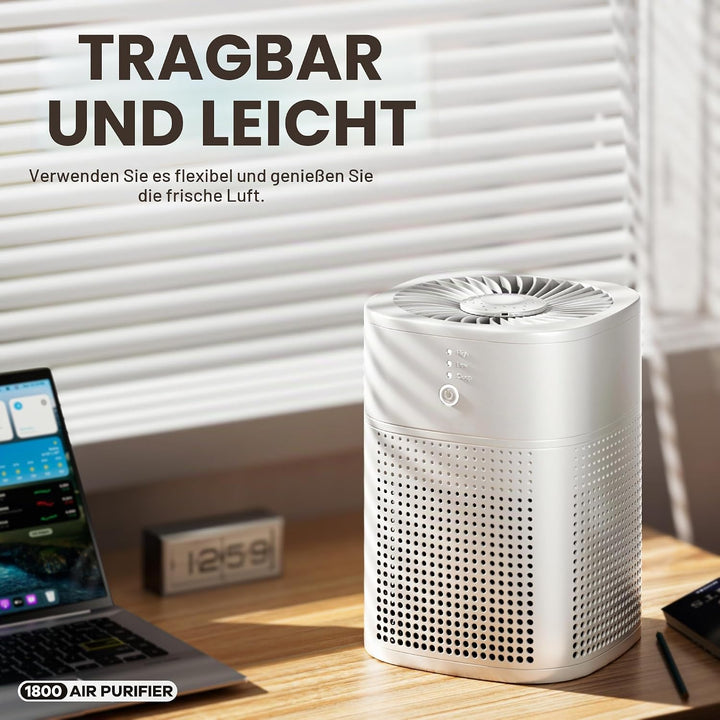 MERONTE Luftreiniger für Schlafzimmer mit Aromatherapie, Weiss | Für HEPA Luftfilter, Ein Luftreinig
