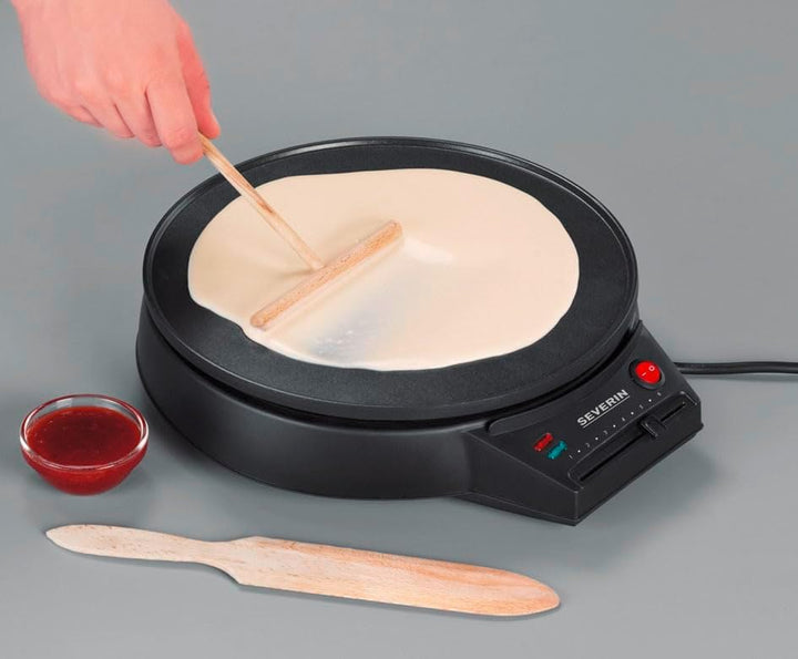 SEVERIN Crêpes Maker, Crepes-Eisen für süsse Crepes und herzhafte Galettes, Crepesmaker mit XXL Gril