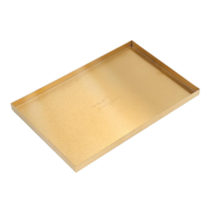 Gold Tablett,Edelstahl Dekoratives Aufbewahrungs Tablett, Gold Rechteckiges Metall Aufbewahrungs Org