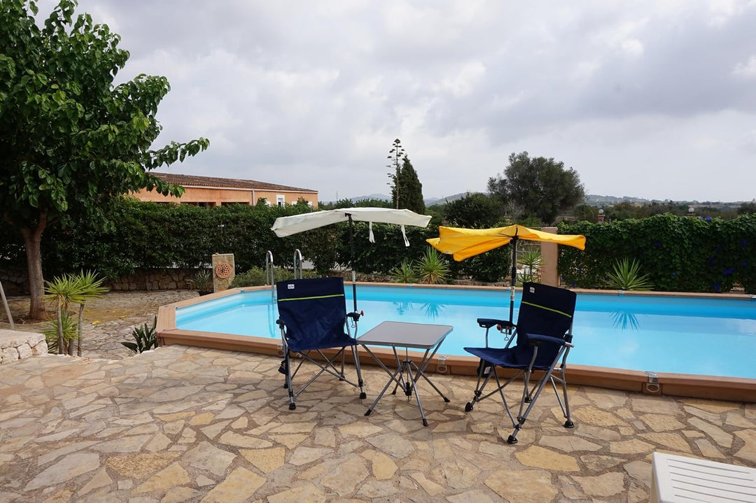 MIT 2 Stück Fächerschirm Weiss Camping Reise -Set Holly' S JUBILÄUMSET - 2 FALTSTÜHLE + 1 KLAPPTISCH
