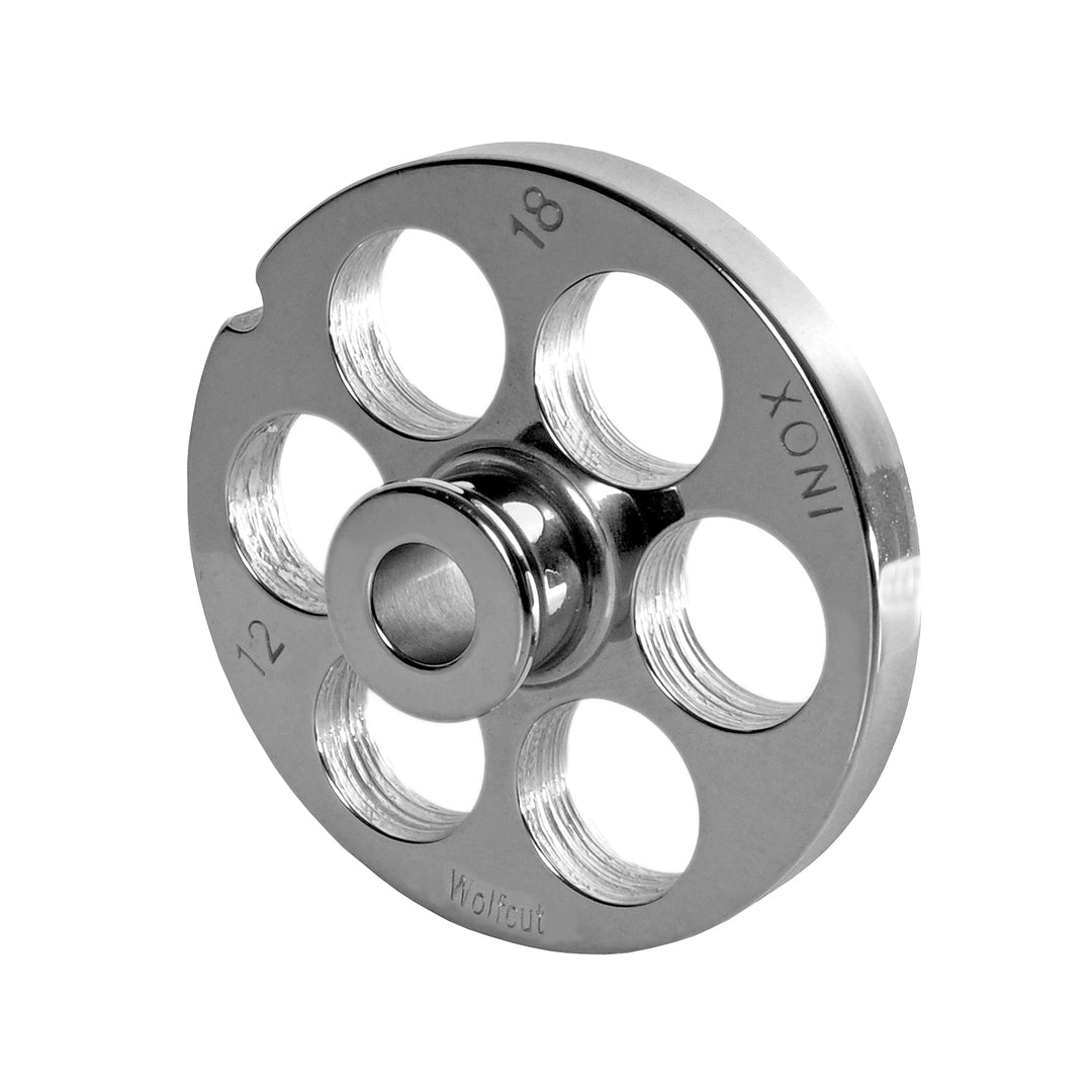 Wolfcut INOX Lochscheiben mit Nabe kompatibel mit Fleischwolf Hendi Kitchenline 12 (18,0 mm), 18,0 m