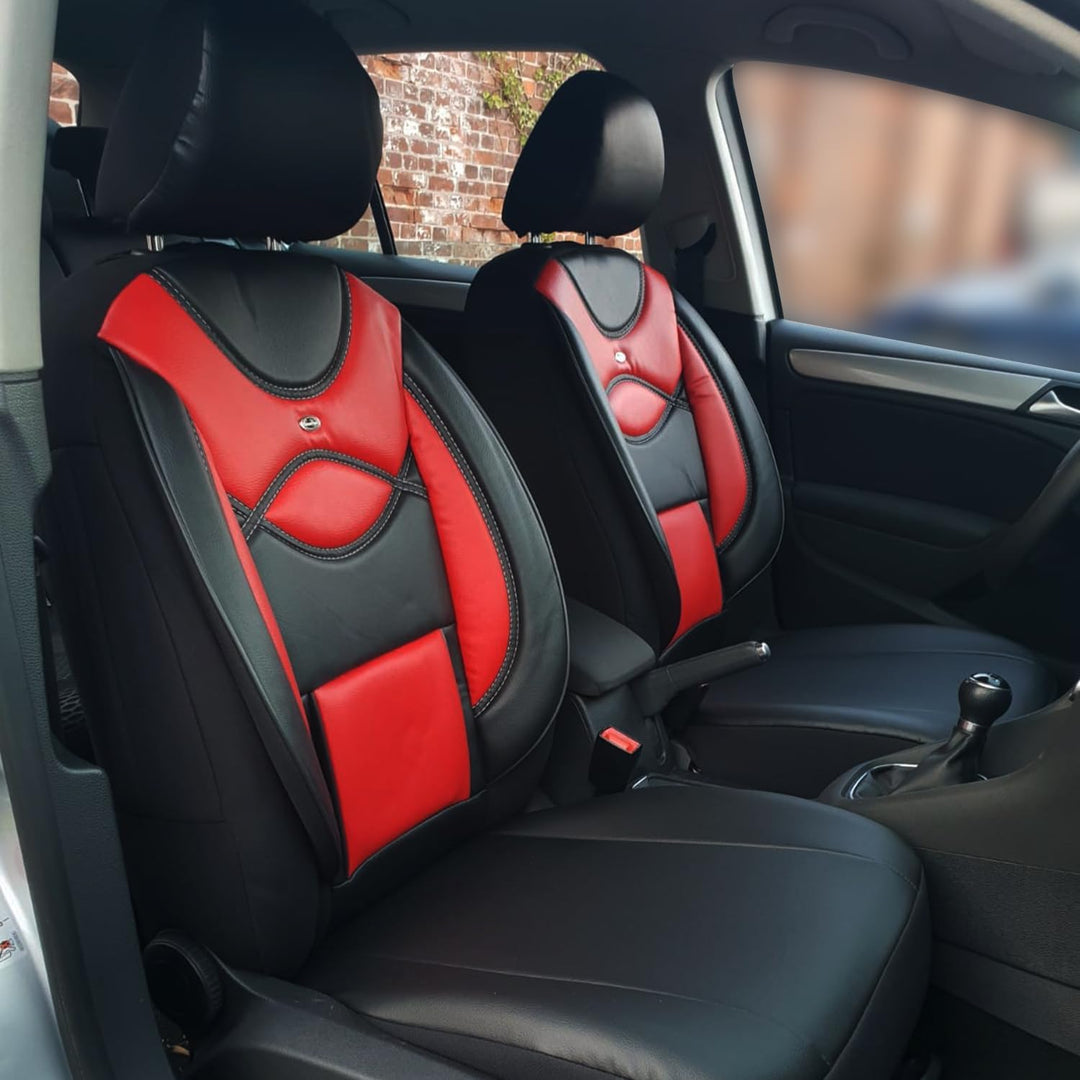 BREMER SITZBEZÜGE Mass Kunstleder Schonbezüge für Subaru Forester SJ D102 D102 - Schwarz/Rot, D102 -