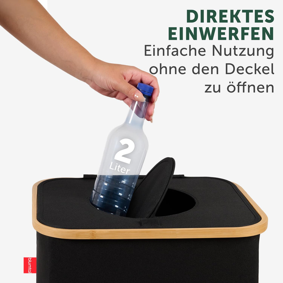 Blumtal Pflandflaschen Sammelbehälter 100L - Bambus Pfandflaschen Organizer mit Pfandflaschen Tasche
