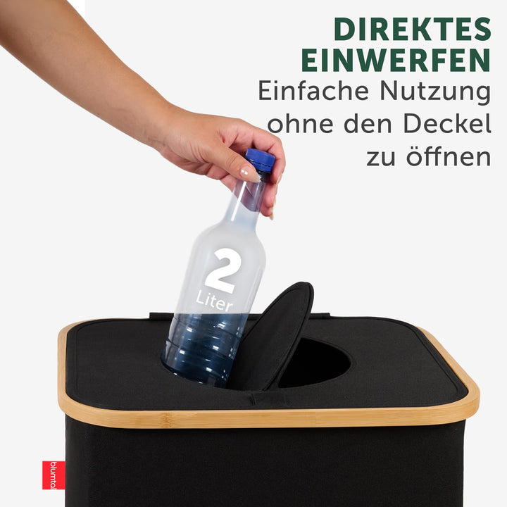 Blumtal Pflandflaschen Sammelbehälter 100L - Bambus Pfandflaschen Organizer mit Pfandflaschen Tasche