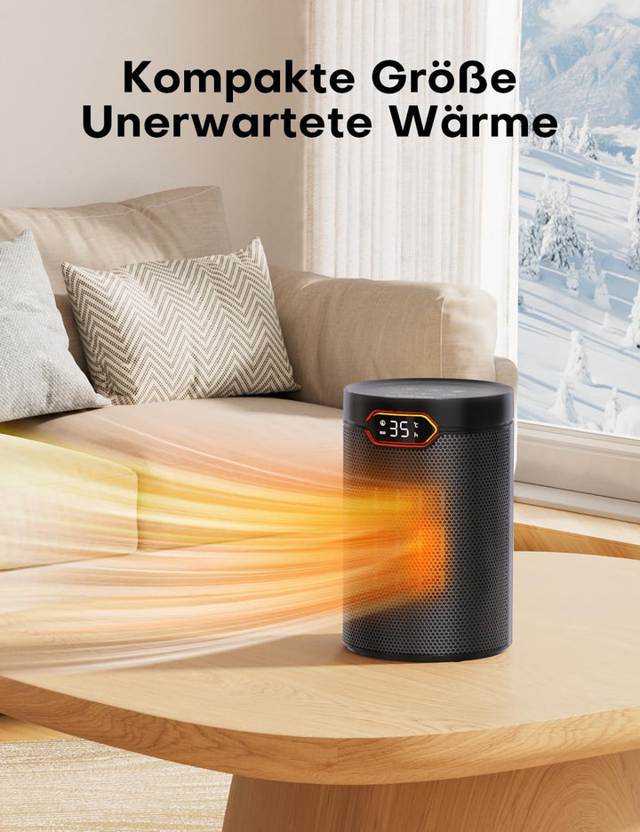 Heizlüfter, 1500W, PTC Heizlüfter Energiesparend mit ECO Modus, 4 Heizmodi, Breeze Modus, Thermostat