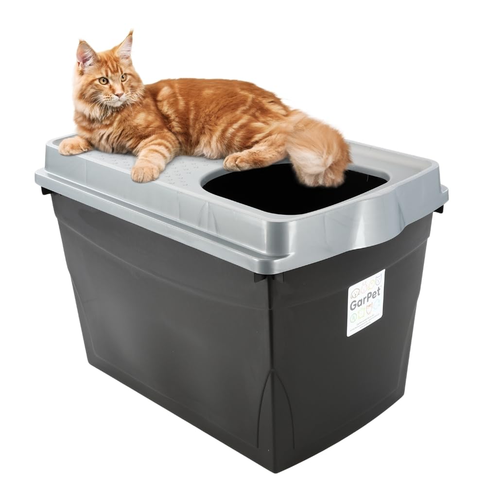 GarPet XXL Hop-In Katzenklo Katzentoilette Top Entry Jump-In Haubentoilette Gross Einstieg Oben Katz
