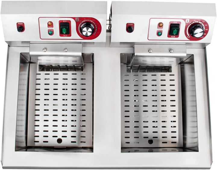 Beeketal 'BWF-162' Profi Gastronomie Doppel Kaltzonen Fritteuse (2 x 16l Volumen für max. 2 x 11l Öl