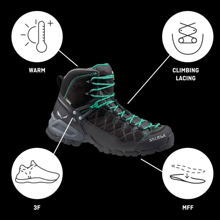 Salewa Alp Trainer Mid Gore-Tex Herrenwanderstiefel 39 EU Schwarz, 39 EU Schwarz