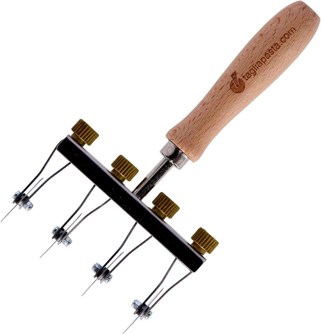 Schneiderolle für frische Nudeln | 4 glatte Klingen verstellbar | Durchmesser 36 mm aus Edelstahl un