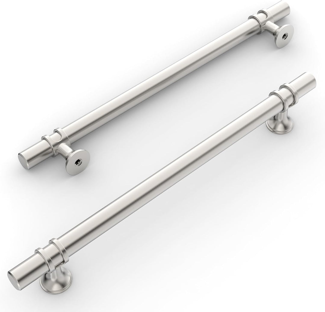 Amerdeco 10 Stück Möbelgriffe Gebürsteter Nickel, 192mm Lochabstand, Schrankgriffe, Küchengriffe, Sc