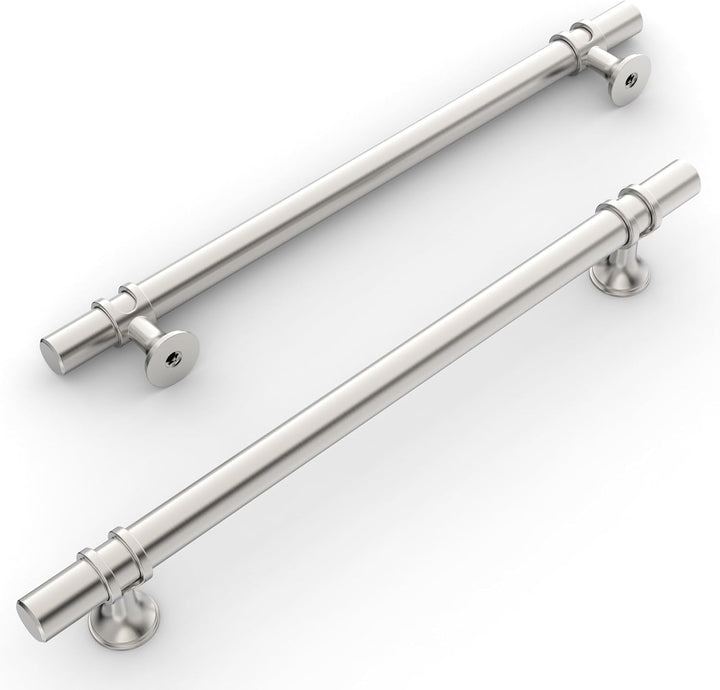 Amerdeco 10 Stück Möbelgriffe Gebürsteter Nickel, 192mm Lochabstand, Schrankgriffe, Küchengriffe, Sc