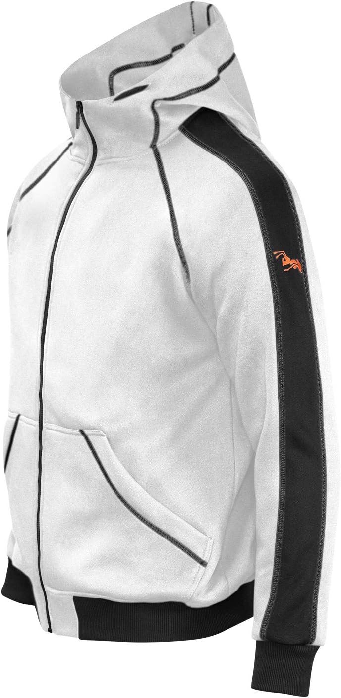 strongAnt Hoodie mit Reissverschluss für Herren und Damen warme Fleece Jacke mit Kapuze S Weiss / Sc