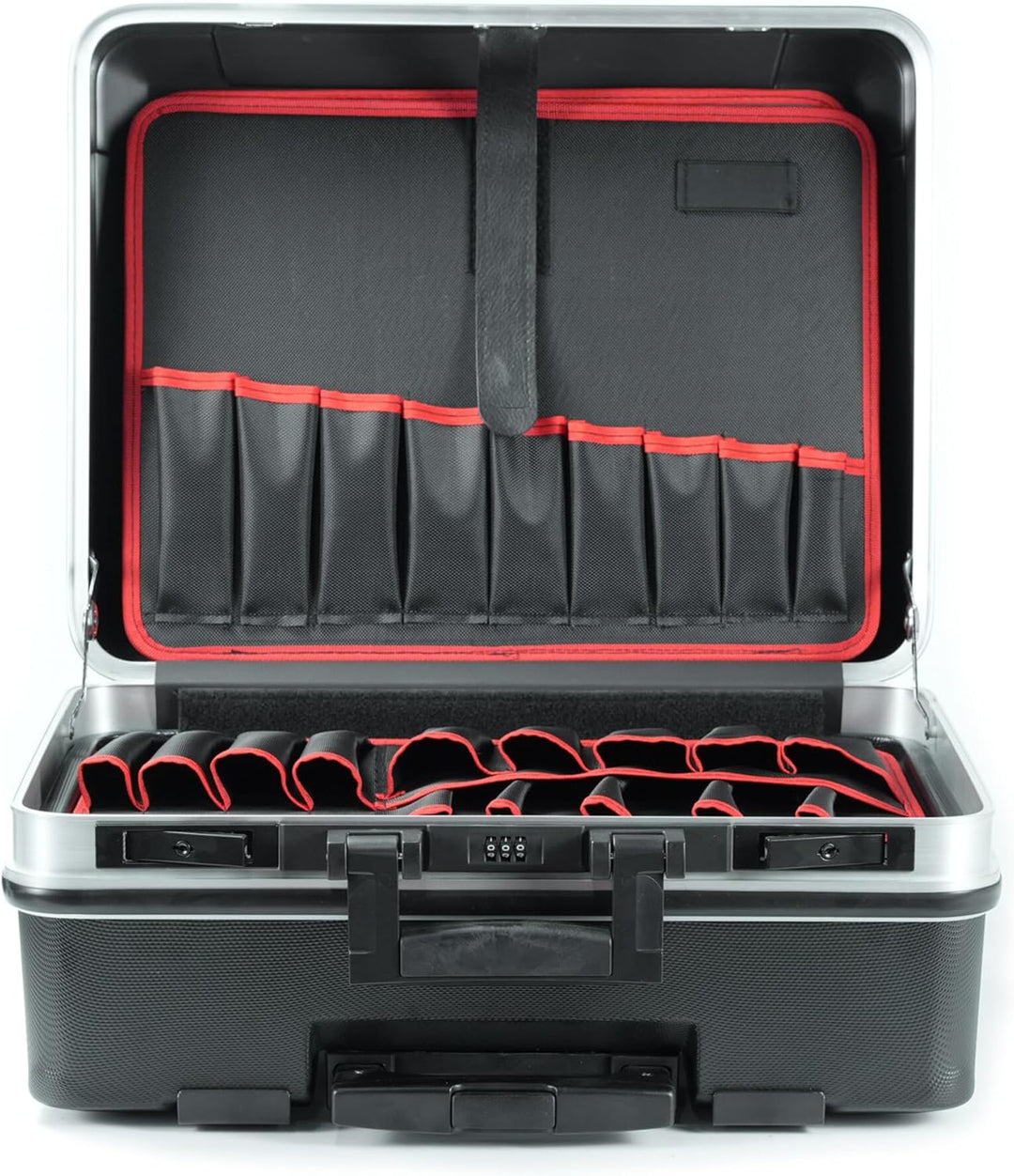 STIER Werkzeugkoffer Trolley leer, robuster Rollkoffer mit ABS-Kunsstoff & Aluminium, Toolbox schwar