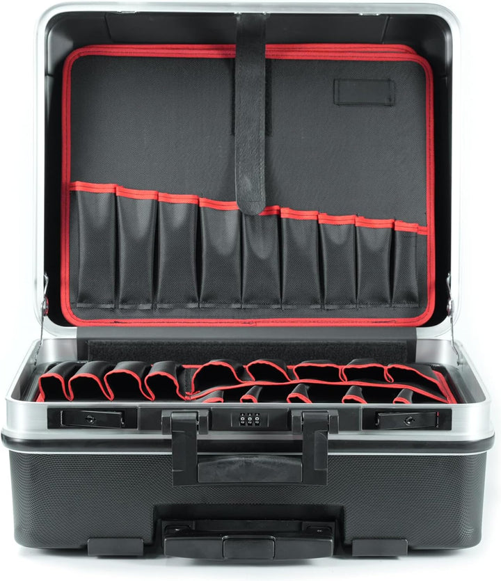 STIER Werkzeugkoffer Trolley leer, robuster Rollkoffer mit ABS-Kunsstoff & Aluminium, Toolbox schwar
