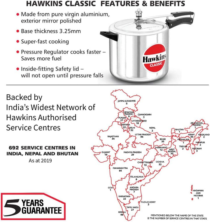 Hawkins Klassischer Schnellkochtopf, Aluminium, 10 l, silberfarben 10-Liter Silver, 10-Liter Silver