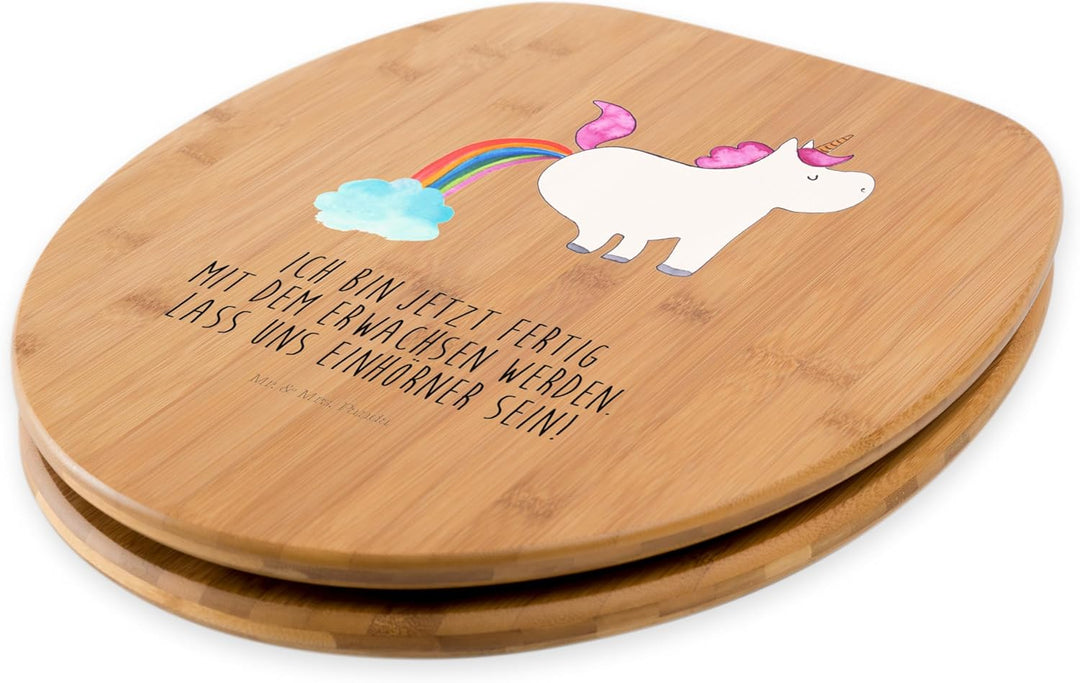 Mr. & Mrs. Panda Motiv WC Sitz Einhorn Pupsend - Geschenk, Glitzer, Regenbogen, Einhorn Deko, Pegasu