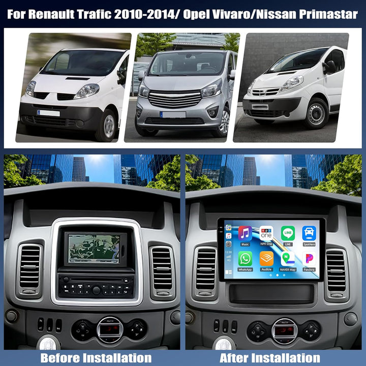 CAMECHO 4G+128G Android 15 Autoradio für Opel Vivaro A 87R/Renault Trafic II Nissan Primastar mit Ca