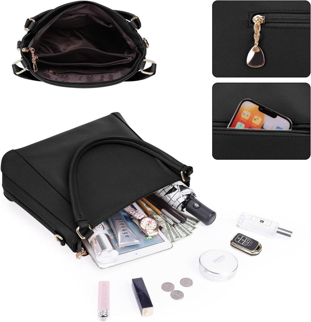 HAWEE Mode Damen Handtasche aus Weiches PU-Leder Umhängetasche Grosse Schultertasche mit Reissversch