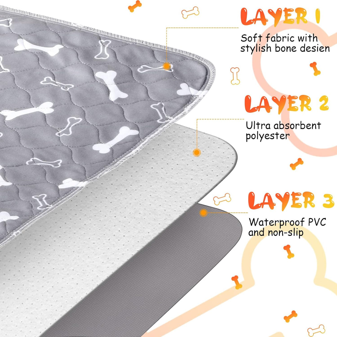 6 Stück Waschbare Pee Pads für Hunde Wiederverwendbare Welpenmatte Saugfähige Geschichtete wasserdic