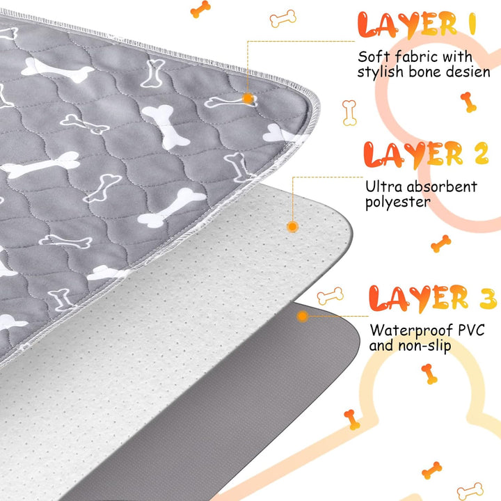 6 Stück Waschbare Pee Pads für Hunde Wiederverwendbare Welpenmatte Saugfähige Geschichtete wasserdic