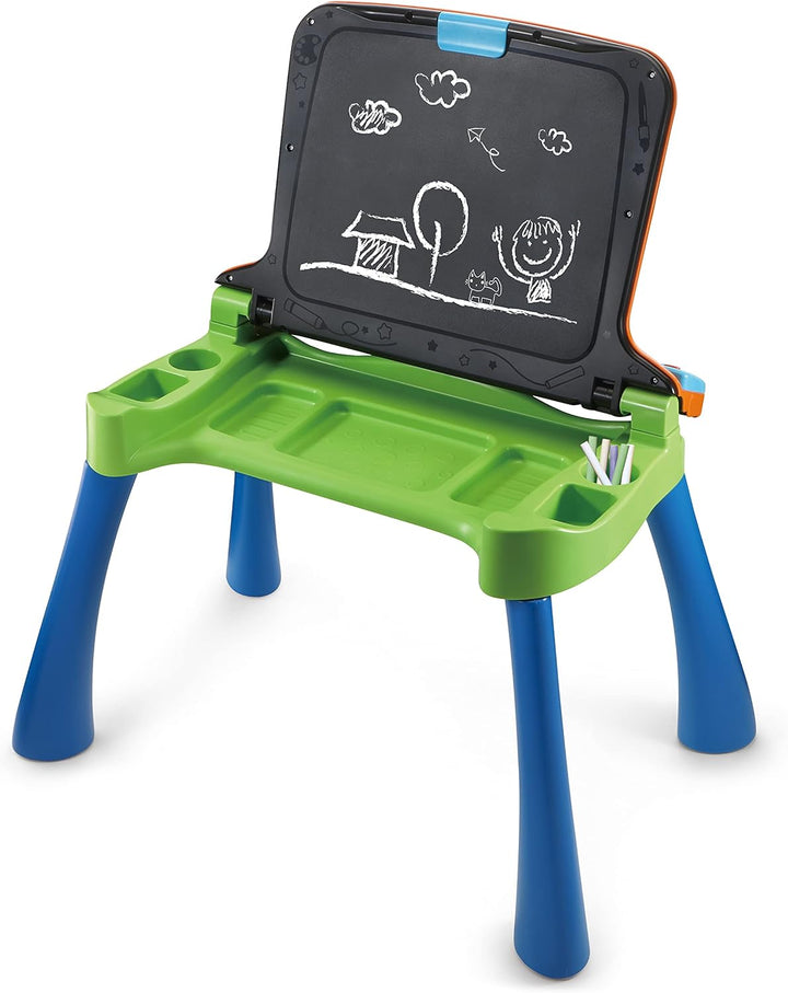 VTech 5-in-1 Magischer Schreibtisch – Interaktiver Kinderschreibtisch inkl. Hocker – Mit Kreidetafel
