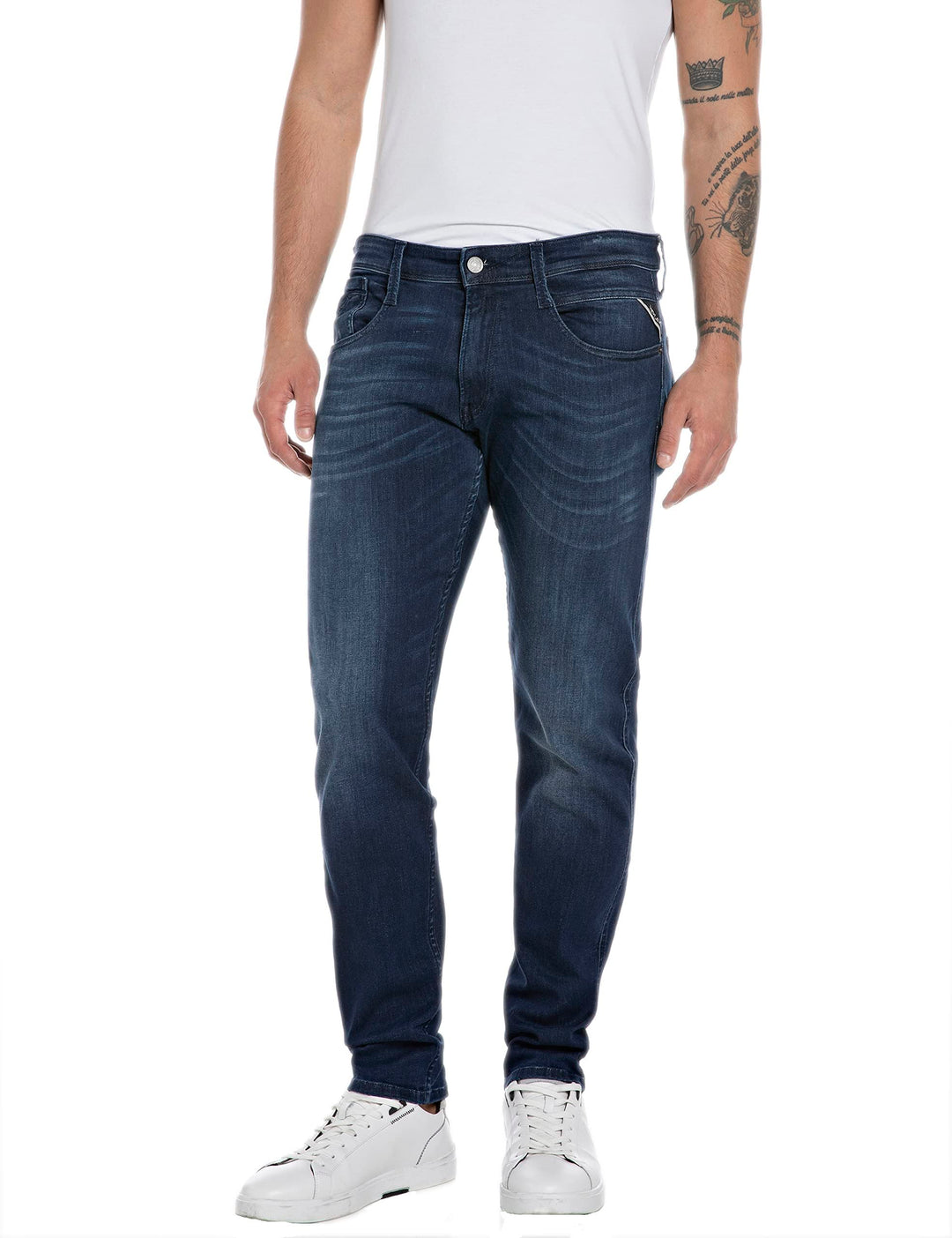 Replay Herren Jeans Anbass Slim-Fit mit Power Stretch, Blau (Dark Blue 007), W30 x L32