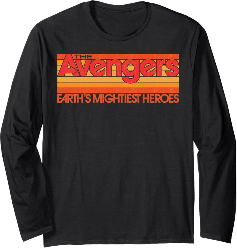 Marvel The Avengers Retro Striped Text Logo Langarmshirt
