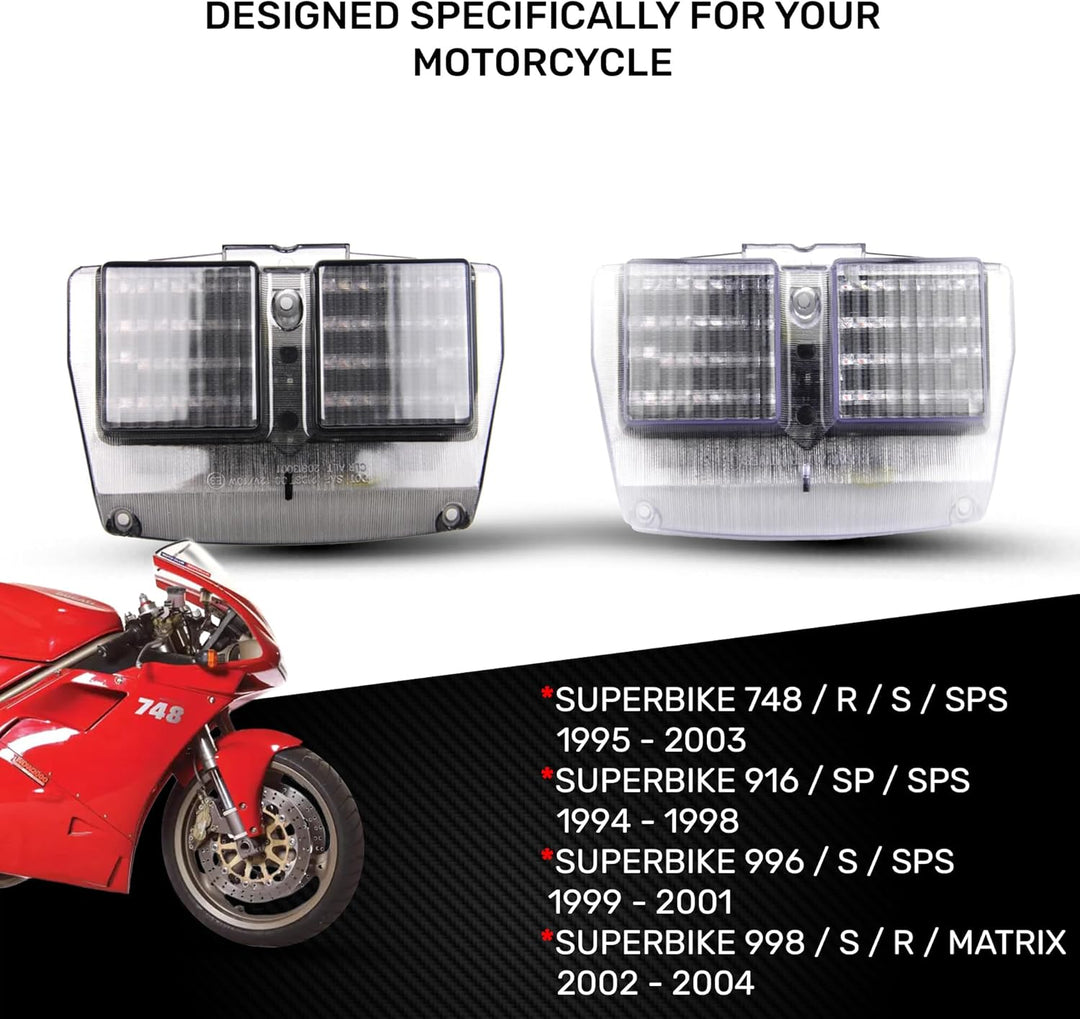 avdb-moto LED-Bremslicht mit integrierten Blinker kompatibel mit Ducati 748, 916, 996, Cagiva Mito (