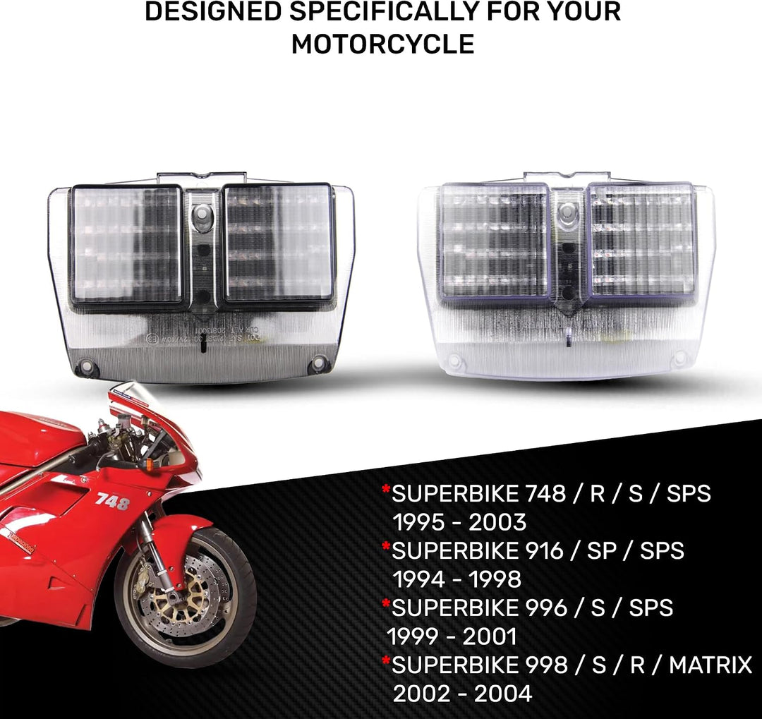 aVDB-moto LED-Bremslicht mit integrierten Blinker kompatibel mit Ducati 748, 916, 996, Cagiva Mito (