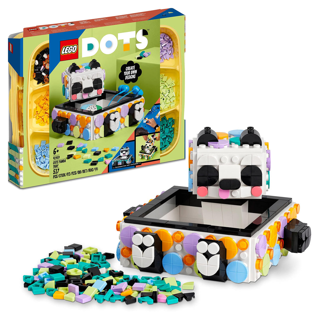 LEGO 41959 DOTS Panda Ablageschale, Mosaik Bastelset für Schmuckkästchen, Spielzeug als Schreibtisch