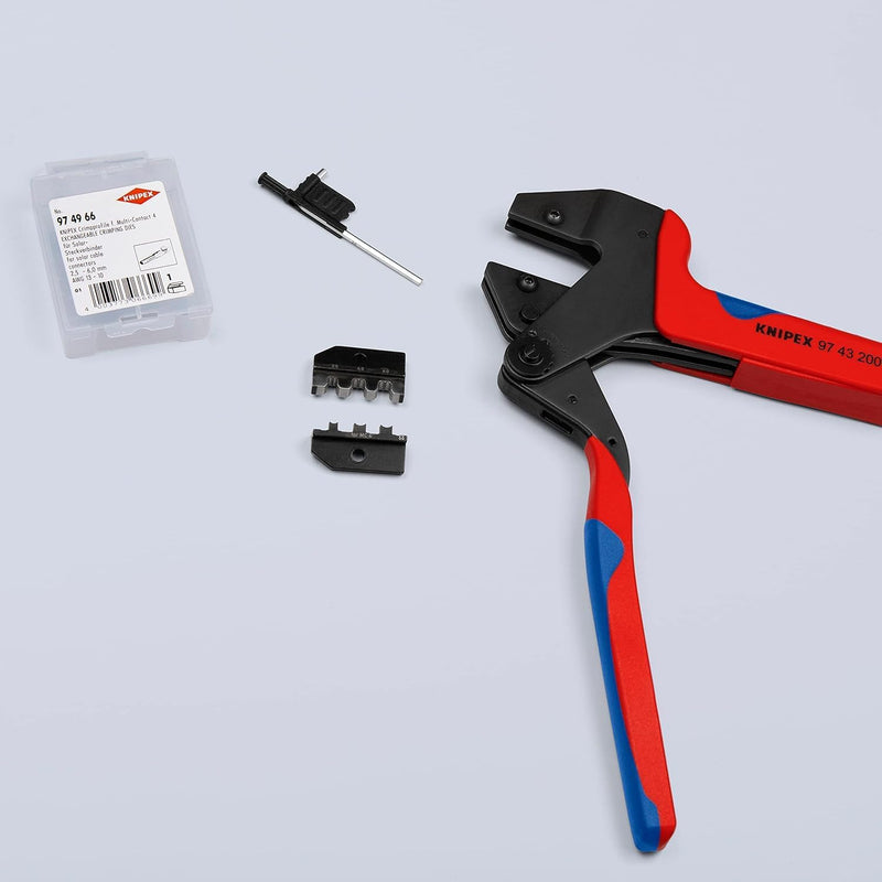 Knipex Crimp-Systemzange für auswechselbare Crimpeinsätze brüniert, mit Mehrkomponenten-Hüllen 200 m