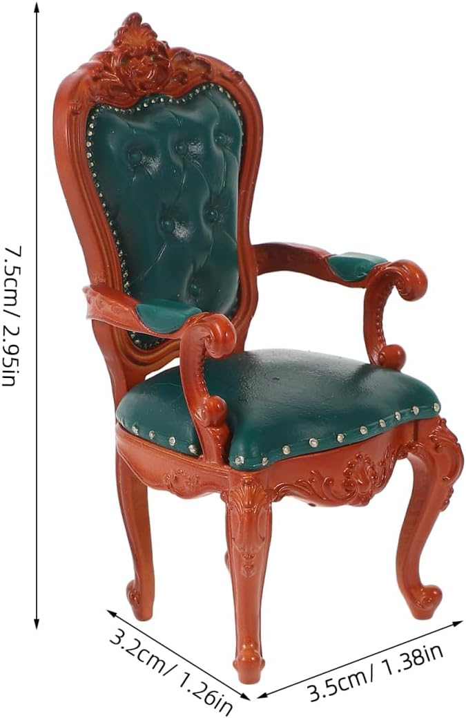 HEMOTON Puppenhaus Stuhl 1:12 Miniatur Möbel Biedermeier Stil Grüner Rückenlehnenstuhl Für Puppenzub