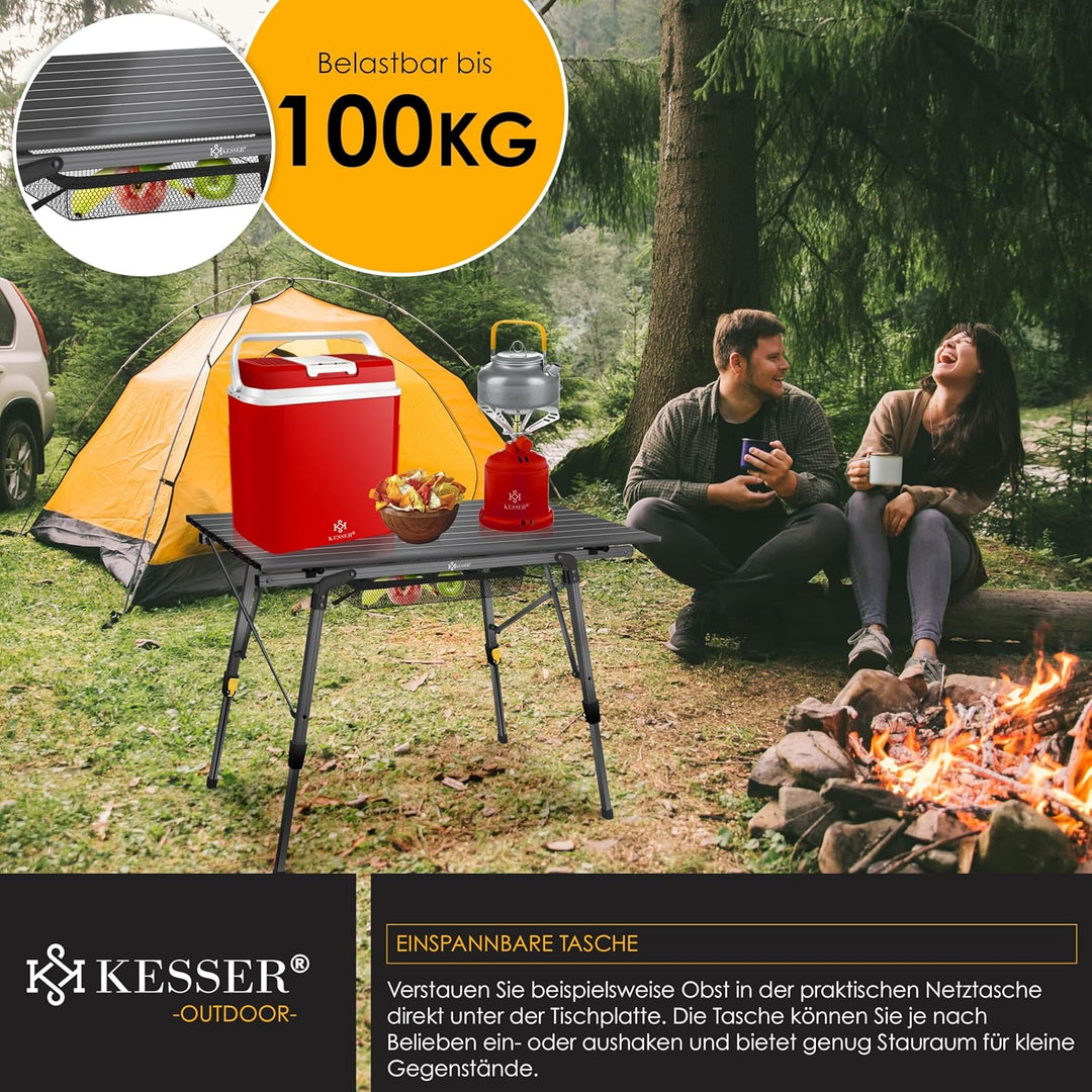 KESSER® Campingtisch faltbar Klapptisch mit Aluminiumrahmen Aufrollbare Tischplatte Falttisch klappb