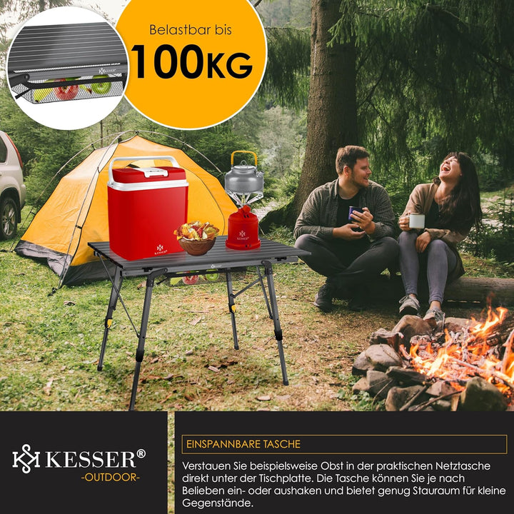 KESSER® Campingtisch faltbar Klapptisch mit Aluminiumrahmen Aufrollbare Tischplatte Falttisch klappb