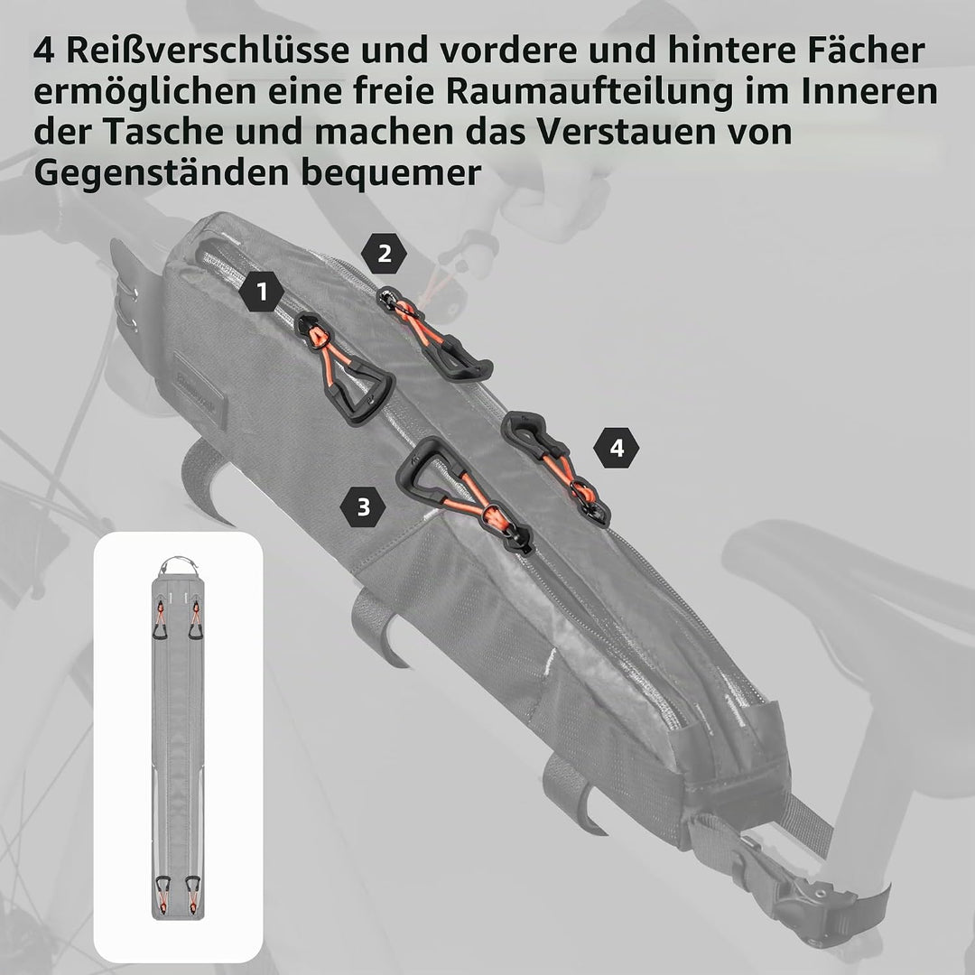 Fahrrad Oberrohrtasche Wasserdicht Rahmentasche Dreieckstasch Doppelseitige Netzbeutel für MTB Rennr