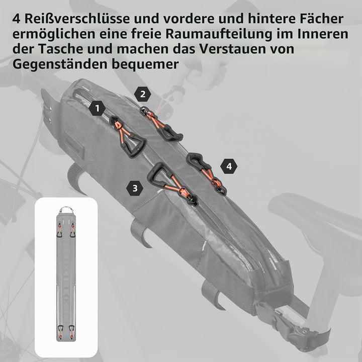 Fahrrad Oberrohrtasche Wasserdicht Rahmentasche Dreieckstasch Doppelseitige Netzbeutel für MTB Rennr