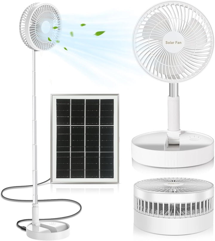 Ledeak Standventilator mit tragbarem Solarpanel, 20.3 cm Teleskop-Ventilator, faltbar, wiederaufladb