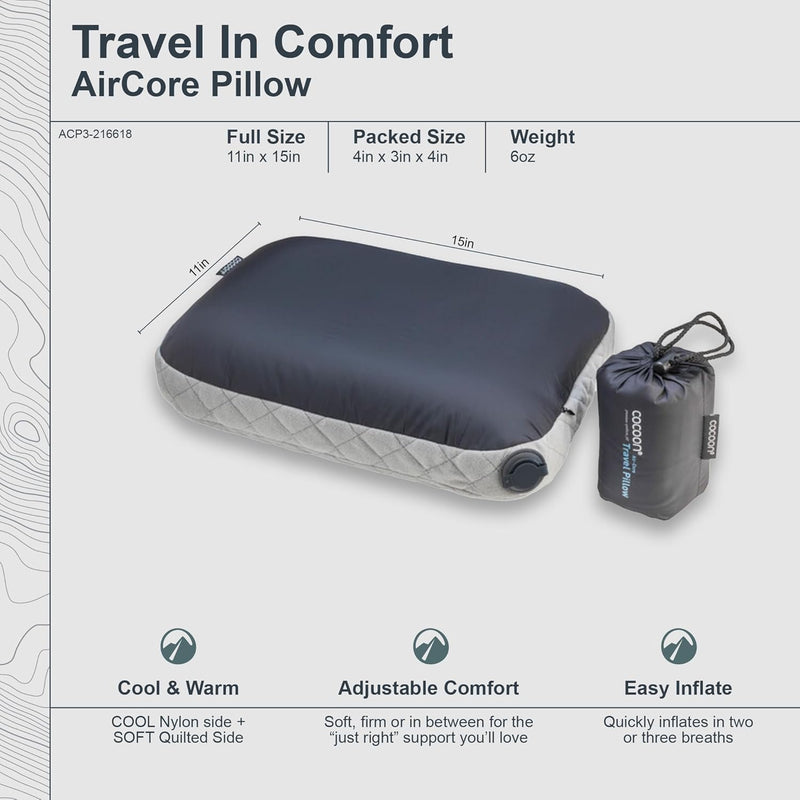 Cocoon Air-Core Pillow, Kissen Smoke Grey/Charcoal 28 x 38 cm, Smoke Grey/Charcoal 28 x 38 cm