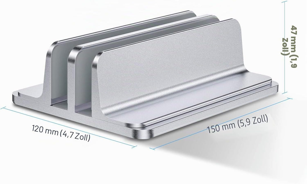 Bewahly Doppelt Vertikaler Laptop Ständer, Aluminium Verstellbarer Notebook Ständer Platzsparender H