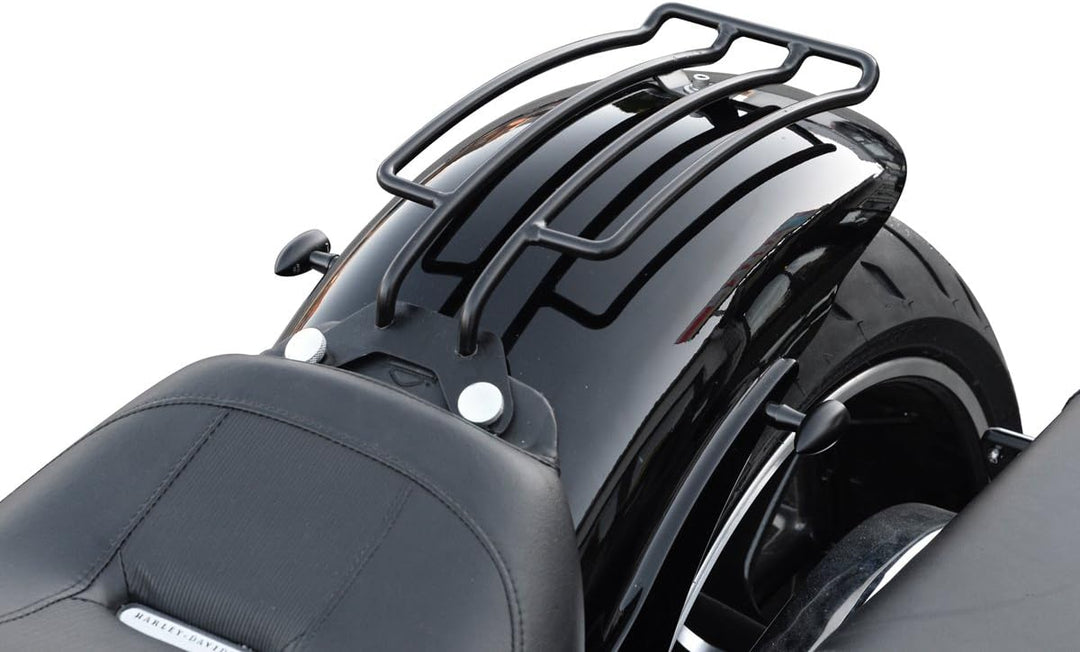 Gepäckträger schwarz für Harley Davidson Softail und Cruiser HD von Buffalo Bag.