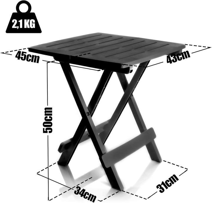 BigDean Klapptisch klein in Anthrazit Kunststoff 45x43x50cm Campingtisch