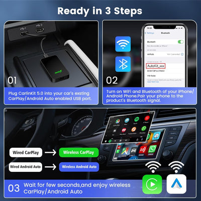 Carlinkit 5.0 2air CarPlay Wireless und Android Auto Wireless 2 in 1 Adapter,Automatische Verbindung