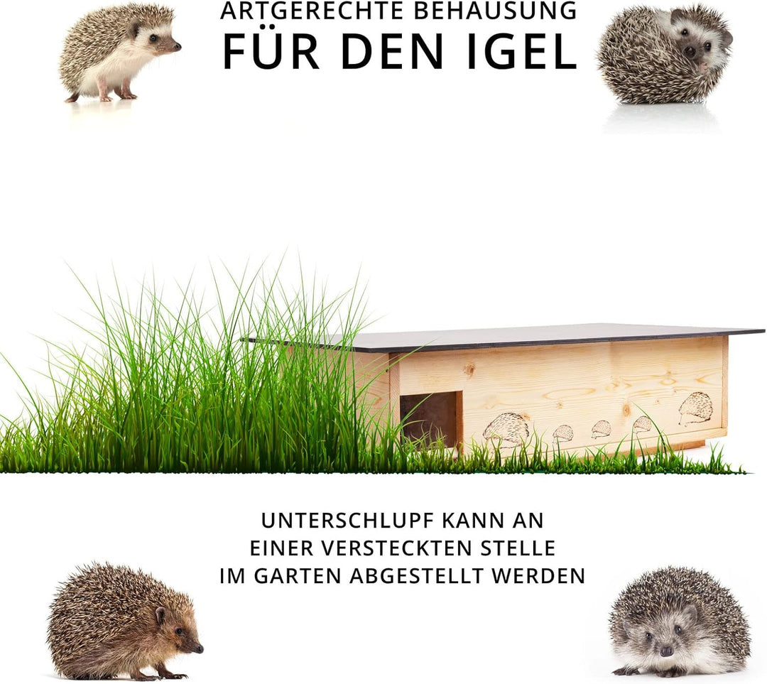 XXXL Igelhaus Neu 2 mal Lasiert (IG5) Igelhütte - Igelhaus mit Labyrintheingang und Rattenklappe - m
