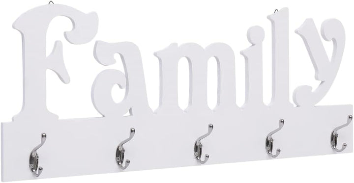 Hothingwell Wandgarderobe FAMILY 74 x 29,5 cm 4 Haken | Eingeschnittener Schriftzug, widerstandsfähi