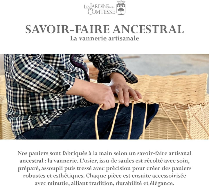 Les Jardins de la Comtesse - Picknickkorb aus Weide Rivoli – Tisch integriert – für 2 Personen