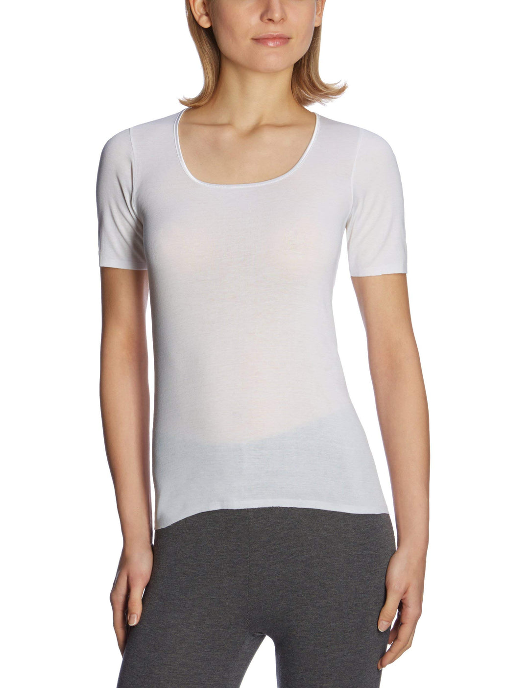 Schiesser Damen Spenzer halbarm Unterhemd - Luxury Baumwolle 42 Weiss_200764, 42 Weiss_200764